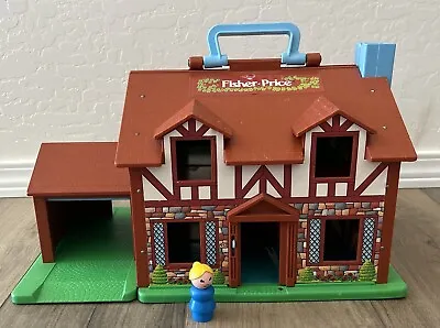 Vintage Fisher Price Little People Family Tudor Brown House With Girl #952 1980 • $21.95