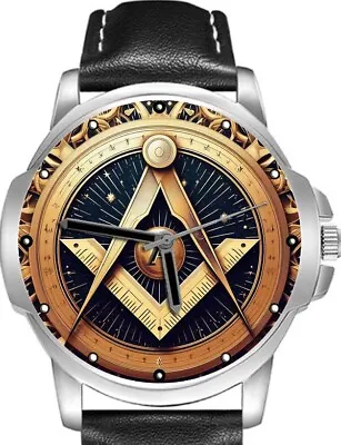 Freemason Masonic Compass Art Novelty Unique N Stylish Rare Quality Wrist Watch • £31.98