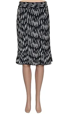 MISSONI Black White Striped Knit A Line Knee Length Skirt Sz 42 / 6 US • $59