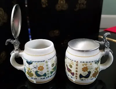 LOT Of 2 KURT HAMMER Mini Beer Steins With Pewter Lid From Western Germany • $12.95