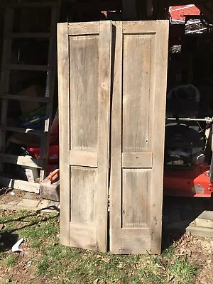Vtg  1 Pair  Old  Wooden Door Shutters Architectural Salvage Screen 61 In X 28in • $131.75