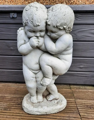 £70 • Buy Henri Studio Cast Stone Cherubs/Twins Statue Garden Ornament - Little Secrets 