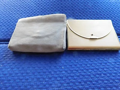 VTG 1950s Coty Tri-Fold Envelope Rectangular Gold Tone Powder Compact W/ Pouch • $22