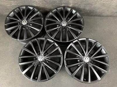 $895 • Buy (4) VW Volkswagen Jetta GLI Satin Black Powder Wheels Rims + Caps 17  Hol.69985
