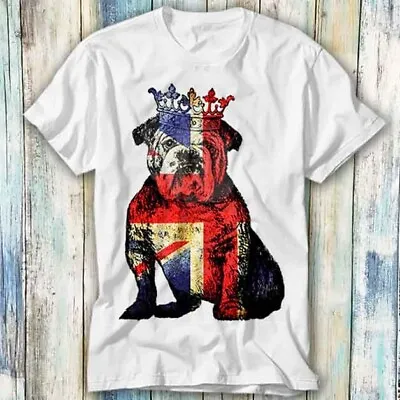 Bulldog British Dog Union Jack Queen Jubilee Pet T Shirt Meme Top Tee Unisex 806 • £6.35