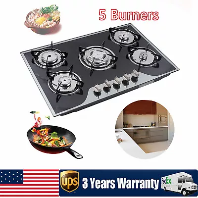 30 Inch Gas Cooktop Stainless Steel 5 Burners NG/LPG Dual Fuel Gas Stovetop USA • $178