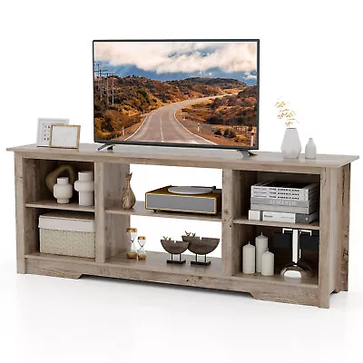 Costway 70  2-Tier TV Stand Entertainment Media Console Center Up To 75  Grey • $159.99