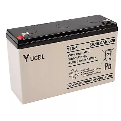 Yuasa Yucel Y10-6 Valve Regulated Lead Acid SLA Battery 6V 10.0Ah • £20.74