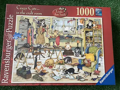 Crazy Cats In The Craft Room ..by Linda Jane Smith * 1000 Pc Ravensburger Puzzle • £16