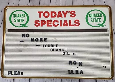 Vintage QUAKER STATE MOTOR OIL Gas TODAY'S SPECIAL ADVERTISING BOARD SIGN • $119.99