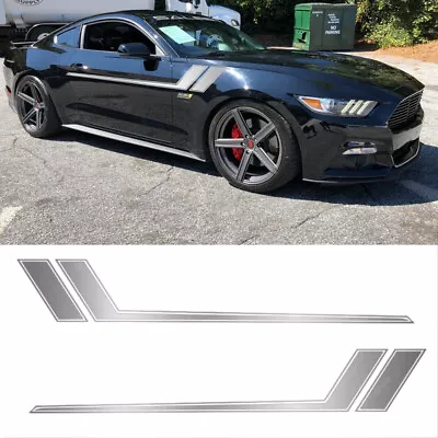 QP-Matte Silver Side Door Fender Hockey Stripe Vinyl Sticker For Ford Mustang • $23.99