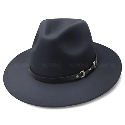 Wide Brim Wool Felt Fedora Panama Cowboy Girl Hat Casual Cap For Men Women Jazz • $16.95