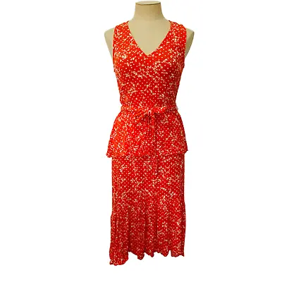 Seed Heritage 8 Dress Orange Floral Hi-low Maxi Ruffle Spring V-Neck Peplum • $19