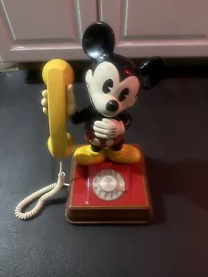 Rare Tilted Head ￼1976 Mickey Mouse Phone Rotary Dial Telephone Walt Disney • $100