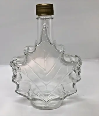 Maple Leaf Shaped Glass Bottle Empty  Maple Syrup Clear  8  Used No Flaws • $9.75