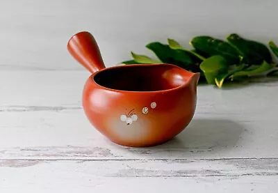 Handmade Ceramic Red Flowers Matcha Bowl With Spout And Handle • $47.99