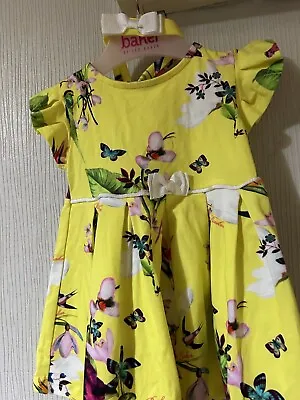 Ted Baker Baby Girls Yellow Dress & Matching  Headband Age 6-9 Months  Ex Cond • £4