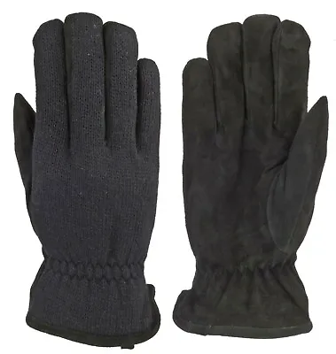 Manzella O273m Mens Nwt Wool Knit Casual Deer Suede Palm Everday Winter Glove   • $19.99