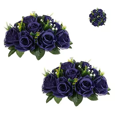 Flower Balls Wedding Rose Centerpieces 2 Pcs Fake Flowers Purple Navy Blue Ki... • $31.63