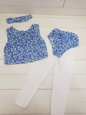 My Size Barbie 36  Blue Floral Workout Outfit White Leggings And Headband  • $20.99