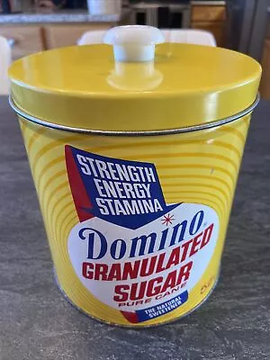 Vintage Yellow Domino Granulated Sugar Tin Metal Amstar JL Clark 7  Tall Rare BB • $36