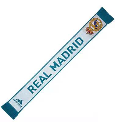 Real Madrid Authentic Adidas Scarf White Teal Unisex Adult One Size New NIP • $13.90