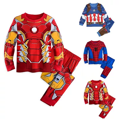 Kids Boys Super Hero SpiderMan Avengers Pyjamas Nightwear Nightie Clothes PJs • £7.59