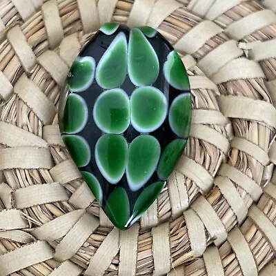 ☀️ Leaf Shaped Murano Glass Green Navy Blue Turtle Pendant Necklace • $12