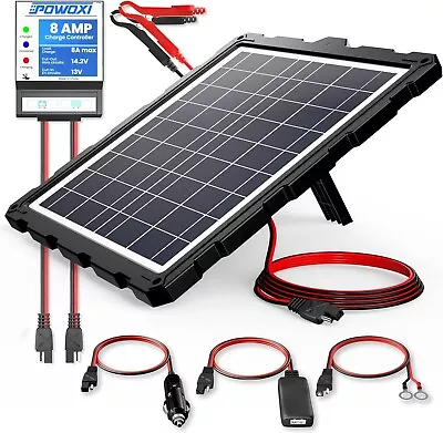 POWOXI Solar Panel 12V 10W Magnetic Solar Battery Charger Maintainer Built-in  • £34.99