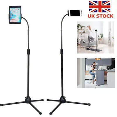 Tablet Tripod Floor Stand Phone Gooseneck Holder Mount For 4-10  IPhone IPad • £10.89