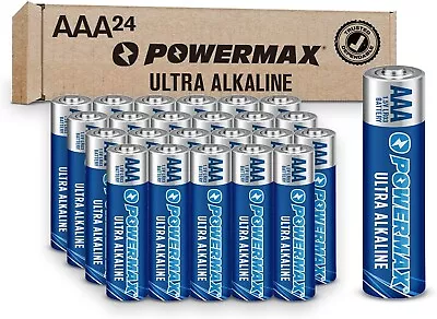 AAA Alkaline Batteries 24 Pack Powermax Battery 10 Year Shelf Life Long Lasting • $9.27