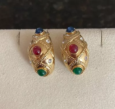 Vintage Trifari Earrings From The  Jewels Of India  Collection • $45