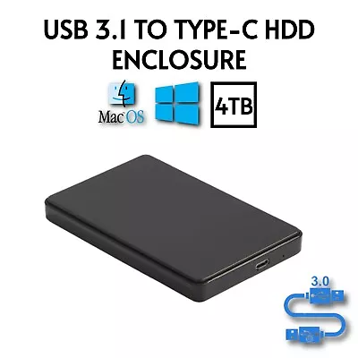 HDD Case 2.5  Type-C  To USB 3.1 SATA3 Hard Drive Enclosure SSD For PC Laptop • £8.29