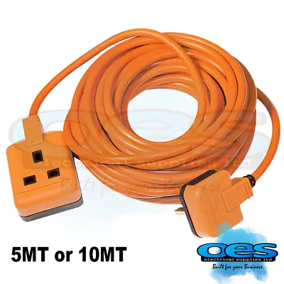 Masterplug Outdoor Heavy Duty 5m 10m Orange Extension Cable Lead 1 Gang 13 Amp  • £14.45