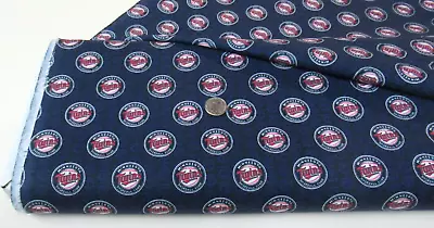 Cooperstown MLB MINNESOTA TWINS Cotton Fabric BY THE YARD (60358) Mini Logo • $7.99