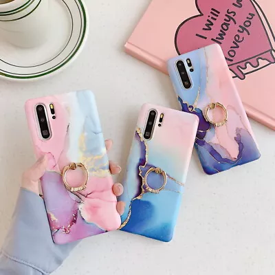 $8.79 • Buy Case For Samsung S20 Ultra Note 10 Plus S10 S9 Marble Silicone Ring Holder Cover