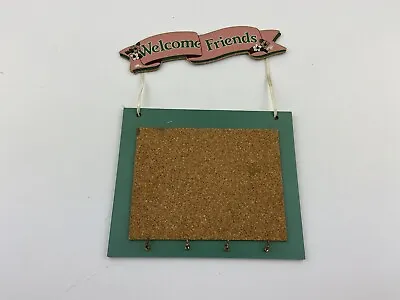 Vintage Style Decorative  Welcome Friends  Cork Memo Board With Hooks 3Y • $23.99