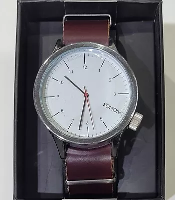 Komono THE MAGNUS 50mm Stainless Steel & Leather Men's Wristwatch - REF W1903 • $65