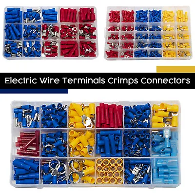 Car Electrical Wire Terminals Insulated Crimp Connectors Spade Kit Wiring Cable • £16.89