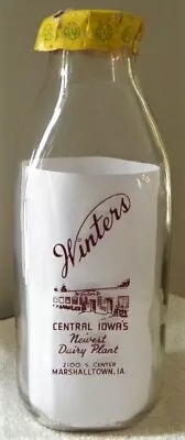 Vintage Winters Dairy Cow Farm MarshalltownIowa IA Quart Milk Bottle Cap-Lid • $49