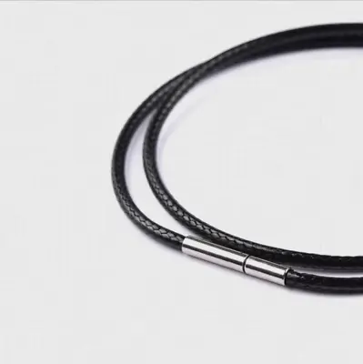 Stainless Steel Clasp 2mm Black Wax Leather Necklace Cord String Chain 14-32  • $4.95