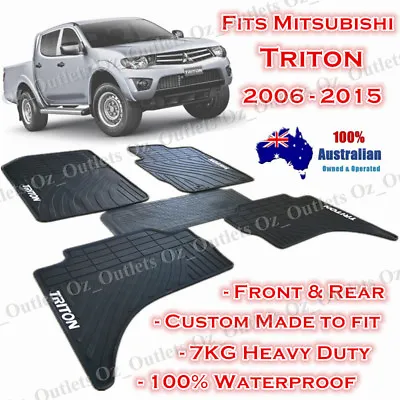 $85 • Buy Waterproof Rubber Floor Mats Tailor Made Mitsubishi Triton 2006 - 2015 Dual Cab