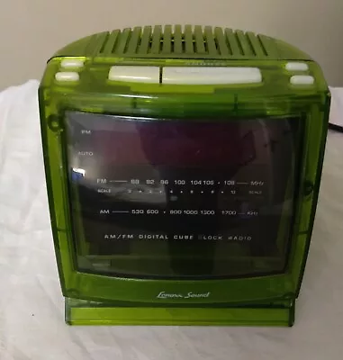 Vintage Lenoxx Sound TV Shape Transparent  Green Alarm Clock AM/FM Radio *Rare* • $35