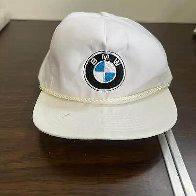 BMW Vintage Hat Adult One Size Adjustable Yellow Rope Panel Flat Bill Y2K • $14.99