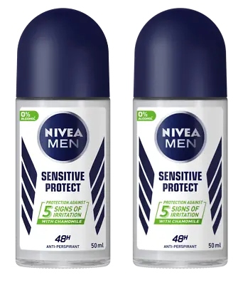 £7.99 • Buy NIVEA Men Sensitive Protect Anti-Perspirant Deodorant Roll-On 50ml, Pack Of 2