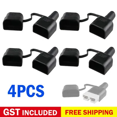 4pcs Waterproof Plug Dust Cable Sheath Cover Black With Cap For Anderson 50A • $9.02