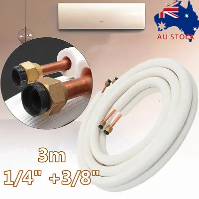 $43.50 • Buy Air Conditioner Pair Coil Tube Insulated Copper+Aluminum Pipe Twin Pair1/4''3/8 