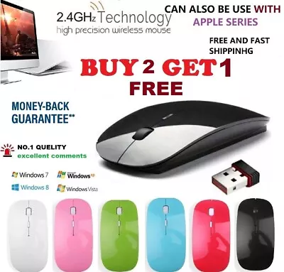 2.4GHz Wireless Cordless Mouse Mice Optical Scroll For PC Laptop Computer + USB • £3.75