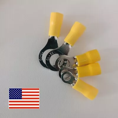 300Pcs Yellow 12-10 Gauge Car Ground Wire Ring Terminals Vinyl Connectors Eyelet • $8.69