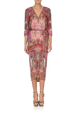 $235 • Buy Camilla Lotus Lovers Fitted V Neck Dress With Tie Viscose BNWT Size XS
